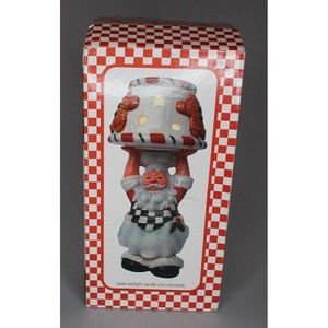 Primitive SANTA CLAUS CHEF & GINGERBREAD MAN Lamp Yankee Tealight Candle Holder